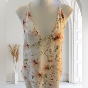 Floral V-Neck Camisole in Pink and Cream